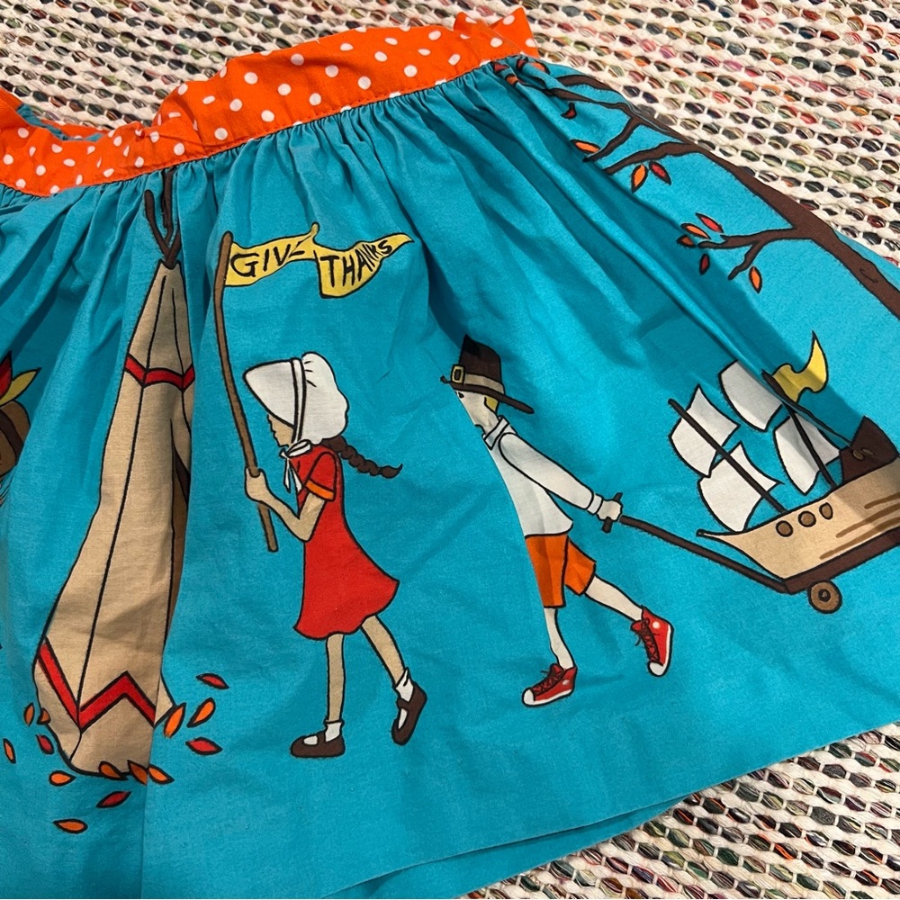 ELEANOR ROSE Thanksgiving Day Parade Twirl Mandy Skirt Sz 2T Turquoise Orange - Picture 4 of 10